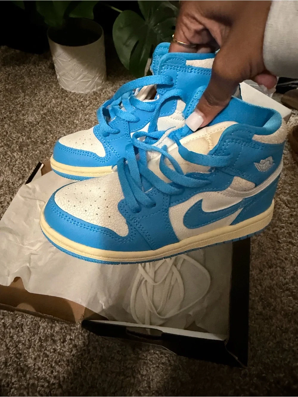 Jordan 1 Retro High OG TD - Powder Blue and Cream Kids Sneakers